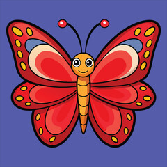 Red butterfly vector art illustration.