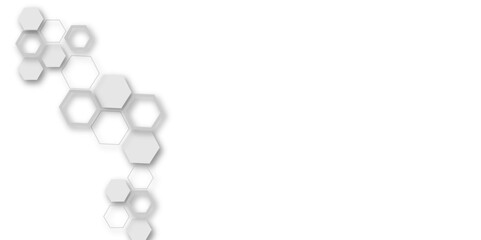 Abstract white and grey hexagon technology geometric pattern concept white background. Use for template, wallpaper, website vector illustration.	