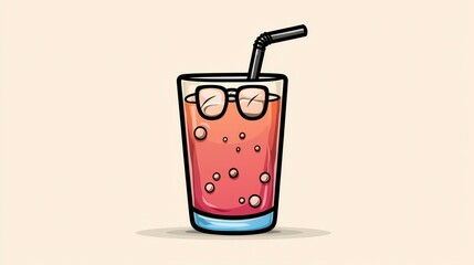 Pixel Art Iced Drink with Eyeglasses
