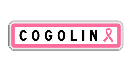 Panneau de sortie de Cogolin, Var, Provence-Alpes-Côte d'Azur avec Ruban Octobre Rose