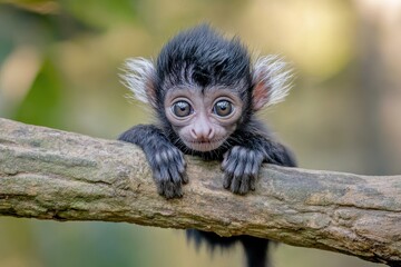 Obraz premium Wildlife Zoo. Cute Little Mammal in Natural Wood Habitat
