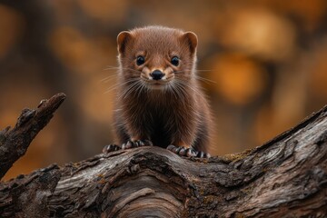 Fototapeta premium Wildlife Zoo. Little Cute Mammal in Nature Habitat with Dense Wood Background