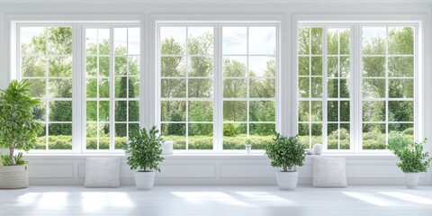 Fototapeta premium Windows Background. White Interior Design for Your Modern Living Room