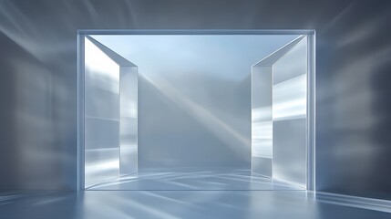 Obraz premium Abstract Glass Cube Interior Showcase