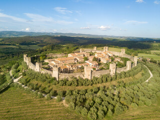 Monteriggioni, Tuscany, Italy, aerial drone view