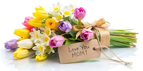 floating bouquet of spring flowers with ribbon