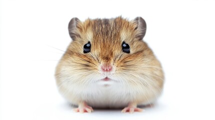 Adorable Fluffy Brown Hamster Close Up White Background