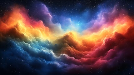 Obraz premium Cosmic Nebula with Colorful Cloudscape.