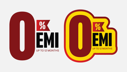 Vibrant and modern, the "0% EMI" promotional Logo design features bold typography and a smooth gradient from purple to red. It is ideal for e-commerce offers, sales promotions, and financing ads.
