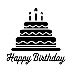Happy birthday balloons with cake vector black and white