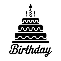 Happy birthday balloons with cake vector black and white