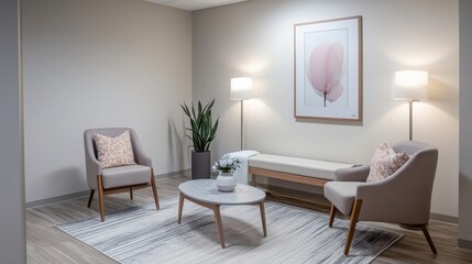 Cozy and Modern Waiting Area with Comfortable Furniture and Decor