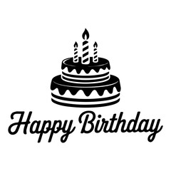 Happy birthday balloons with cake vector black and white