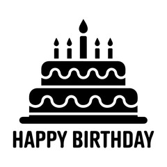 Happy birthday balloons with cake vector black and white