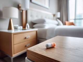 Fototapeta premium A pill on the bedside table