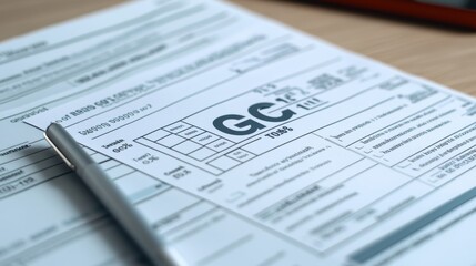 Detailed View of Document with Business Form and Pen on Table
