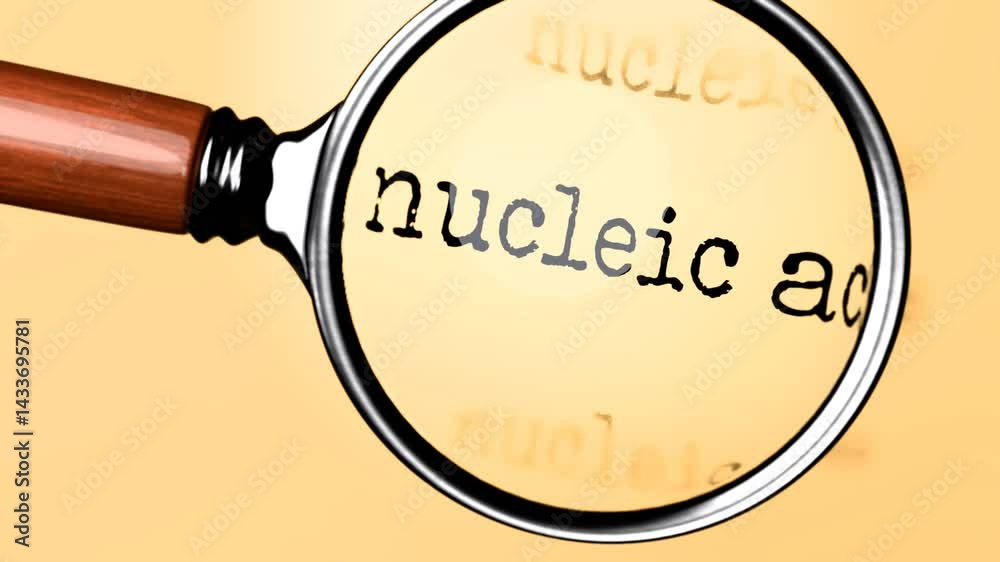Aufkleber nucleic acids under careful examination. focusing on nucleic acids, analyzing it, taking a closer lo