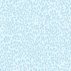 Pastel blue seamless floral pattern with abstract leaves and soft organic