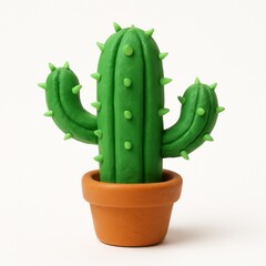 cactus made of plasticine on a white background