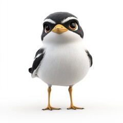 cute cartoon Ringed Plover bird character 3D render isolated on white background 