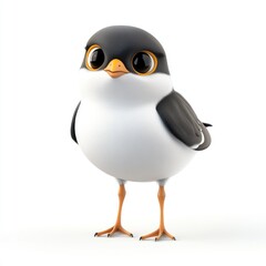 Obraz premium cute cartoon Ringed Plover bird character 3D render isolated on white background 