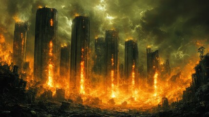 A city consumed by a raging inferno.