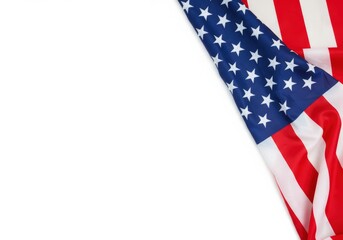Fototapeta premium The American flag in vibrant red, white, and blue against a clean, white backdrop.