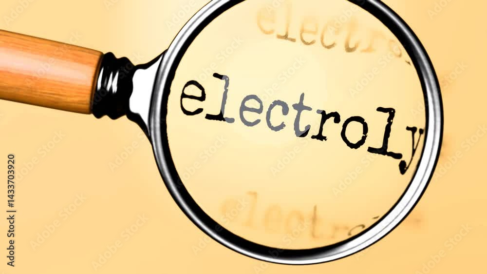 Poster Electrolytes under careful examination. Focusing on Electrolytes, analyzing it, taking a closer look. Concentrating on Electrolytes, targeting and reviewing it, searching for answers