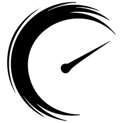 Dynamic vector silhouette of a speedometer representing motion and performance metrics