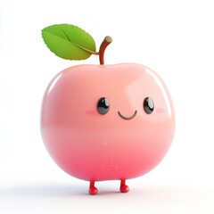Obraz premium cute cartoon rose apple character isolated 3D render on white background 