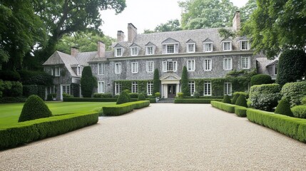 Obraz premium Grand estate with manicured landscaping