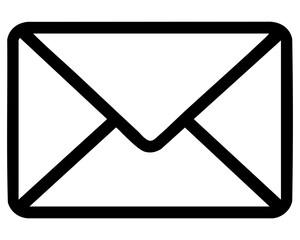 Simple black vector silhouette of an envelope with clean lines for communication themes