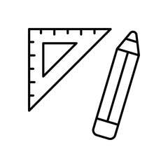 pencil and triangle Ruler Icon vector stock illustration