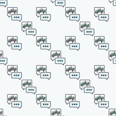 Candlestick Chart in Speech Bubble vector colored seamless pattern