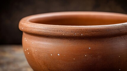 Close-Up of Rustic Terracotta Clay Bowl