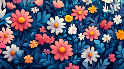 Vibrant Colorful Floral Pattern Background