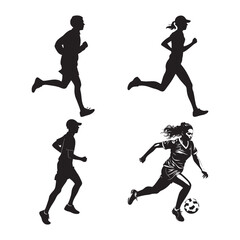  Silhouettes of Football Players in Action