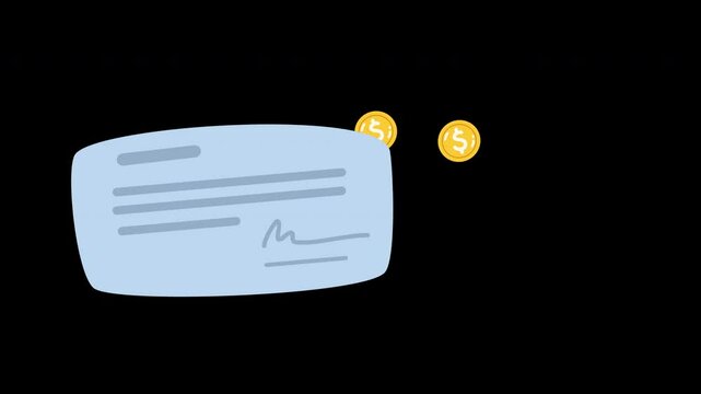 Check with Dollar Coins Flat Vector Illustration Business Finance Concept