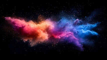 Obraz premium Vibrant Cosmic Color Explosion Against Black Background