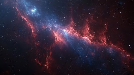 Obraz premium Cosmic Nebula with Red and Blue Hues in Dark Space