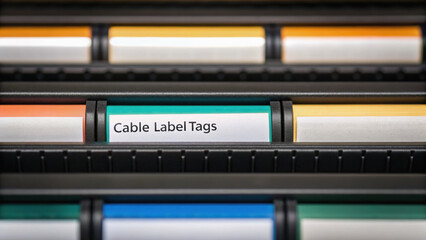 Cable label tags organized power plant industrial setting for efficient management and identification of electrical components