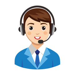Customer service agent with headset