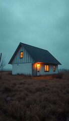 Fototapeta premium Abandoned minimal house, dreamy atmosphere. White tone