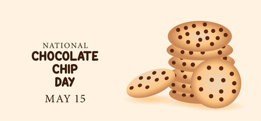 National Chocolate Chip Day 15 May cookies with Choco chips vector poster