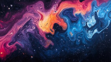 Abstract Cosmic Fluid Art with Vibrant Colors