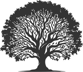 Naklejka premium Bare Tree Silhouette with White Backdrop