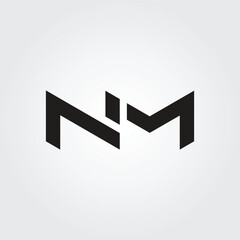Lettering NM initial logo icon design illustration