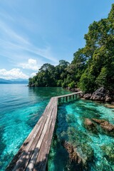 Obraz premium Wooden walkway over turquoise water