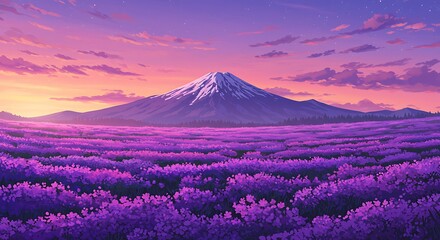 Naklejka premium Lavender Dreamscape, Sunset's Embrace AI Generated