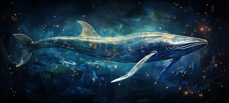 Fin Whale shaped constellation, ai generative